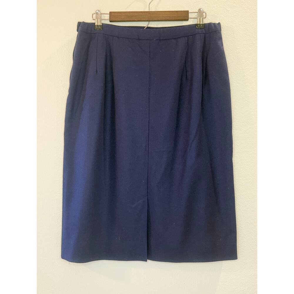 Vintage Pendleton 100% Wool Skirt Navy Blue Classic Pencil Sz 16 Made in USA